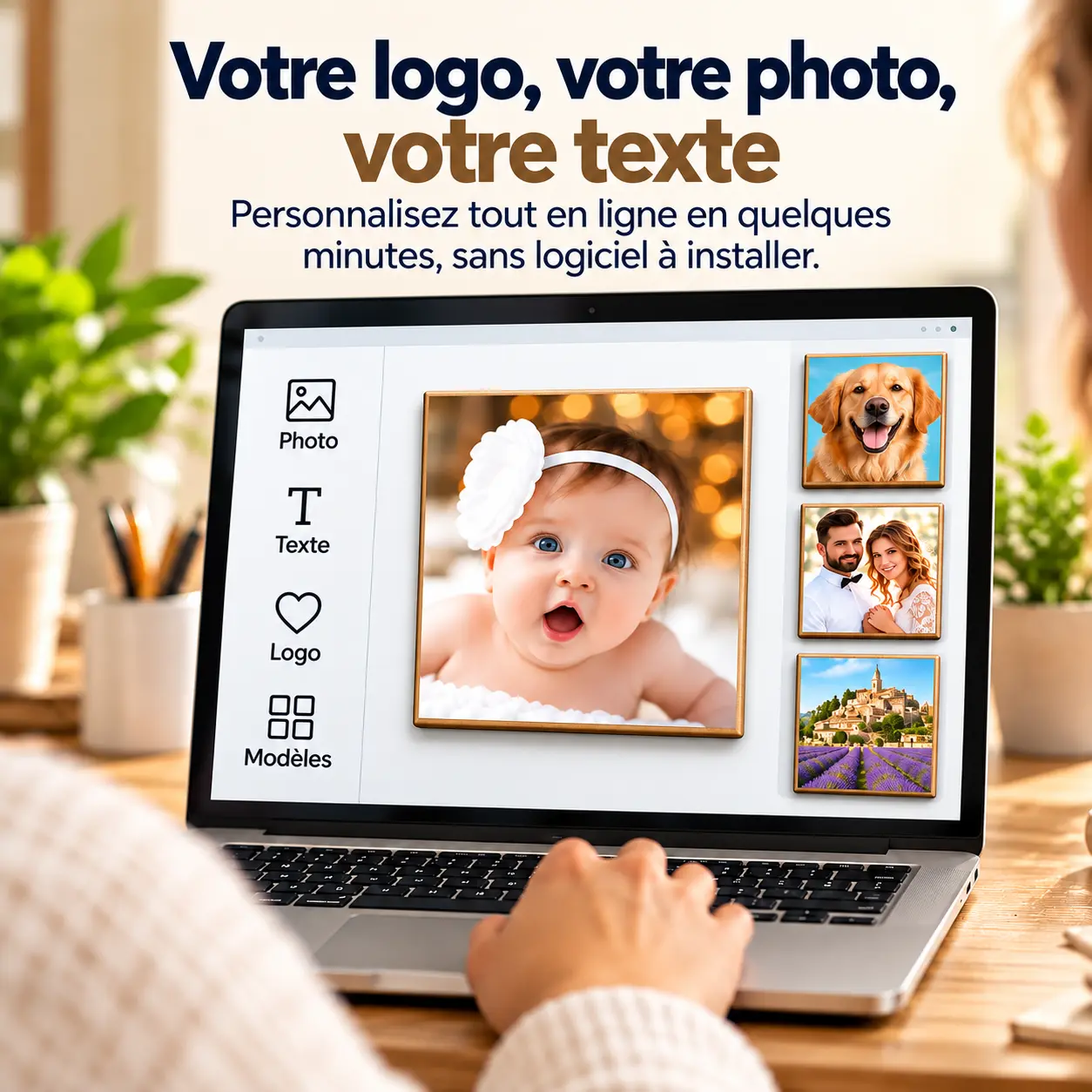 Magnet Carre Personnalisé en Bois – 100% personnalisable