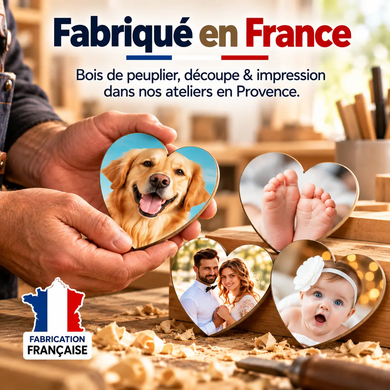 Magnet Coeur Personnalisé en Bois – Fabriqué en france