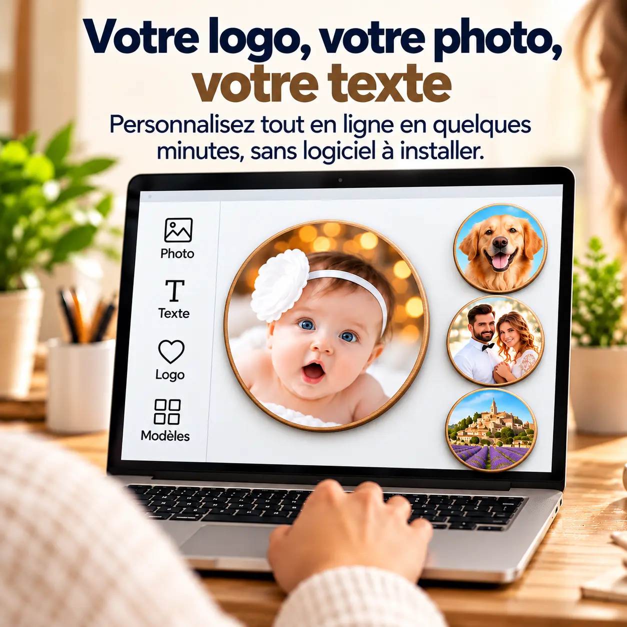 Magnet Rond Personnalisé en Bois – 100% personnalisable